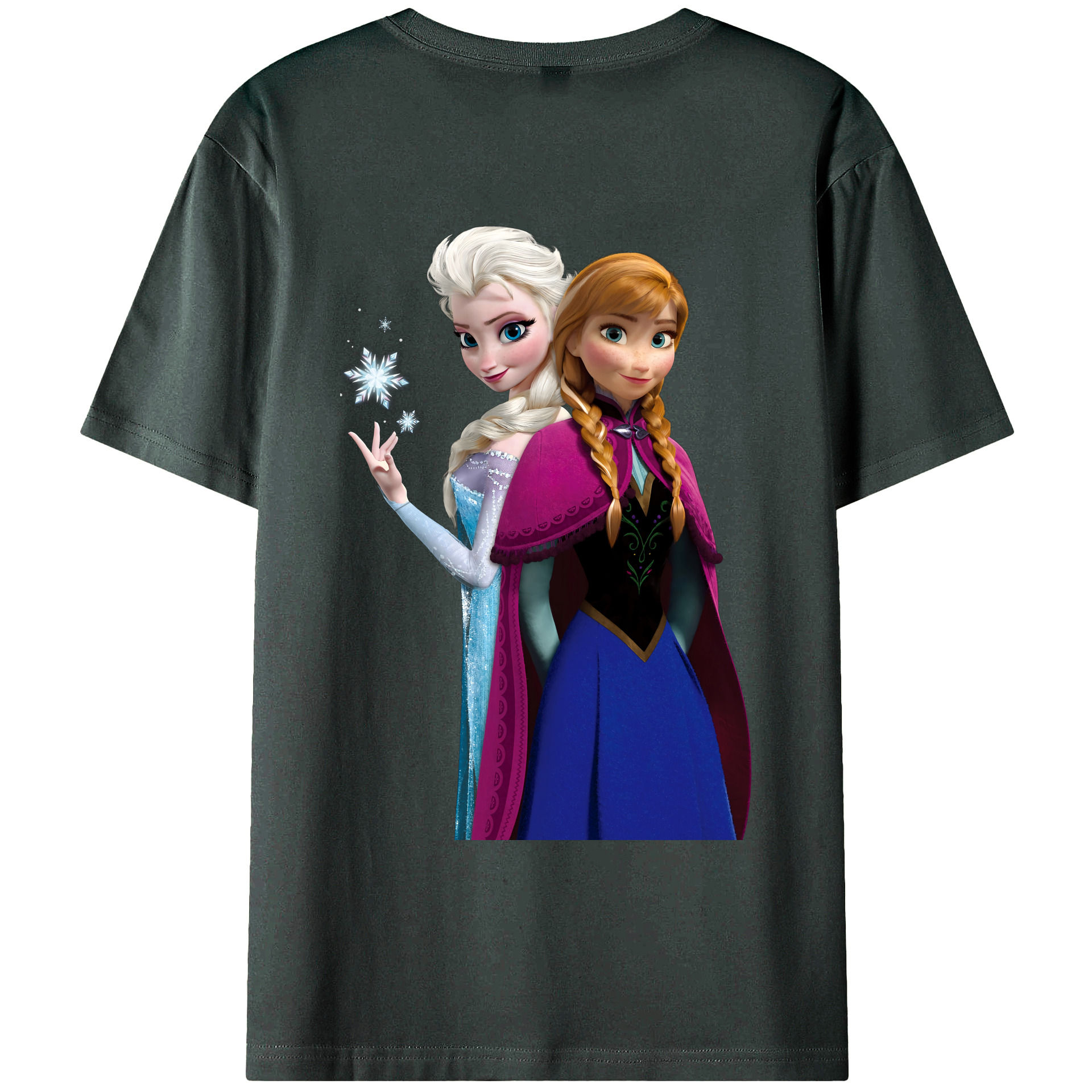 （画像用） アナと雪の女王 アンナ エルサ Frozen Anna Elsa 綿100％ メンズ半袖Tシャツ（バックプリント） 通気性